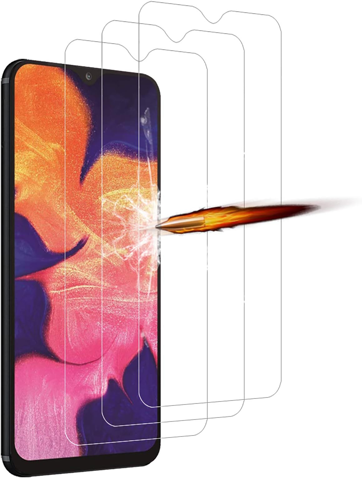 ANKENGS Screen Protector Compatible with Samsung galaxy A10 [3 Pack], [Full Coverage] [Anti-scratch] [Bubble Free] Tempered Glass Compatible with Samsung galaxy A10