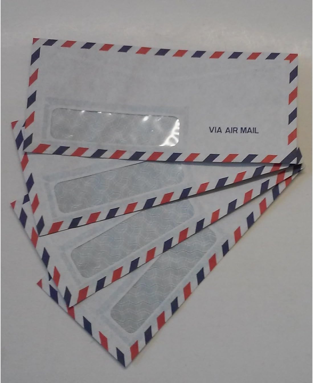 Featherweight Window Envelopes, 10 Stamped Via Air Mail Sold in Bulk Packages of 25