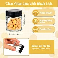 Vista 2 de Aoriher 60 frascos de vidrio con tapas, transparentes, pequeños, vacíos, redondos, para especias, boca ancha, conservas, contenedores de cosméticos