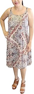 Mogul Interior Women's Casual Dresses Printed Strappy Beach Cotton Dress Large