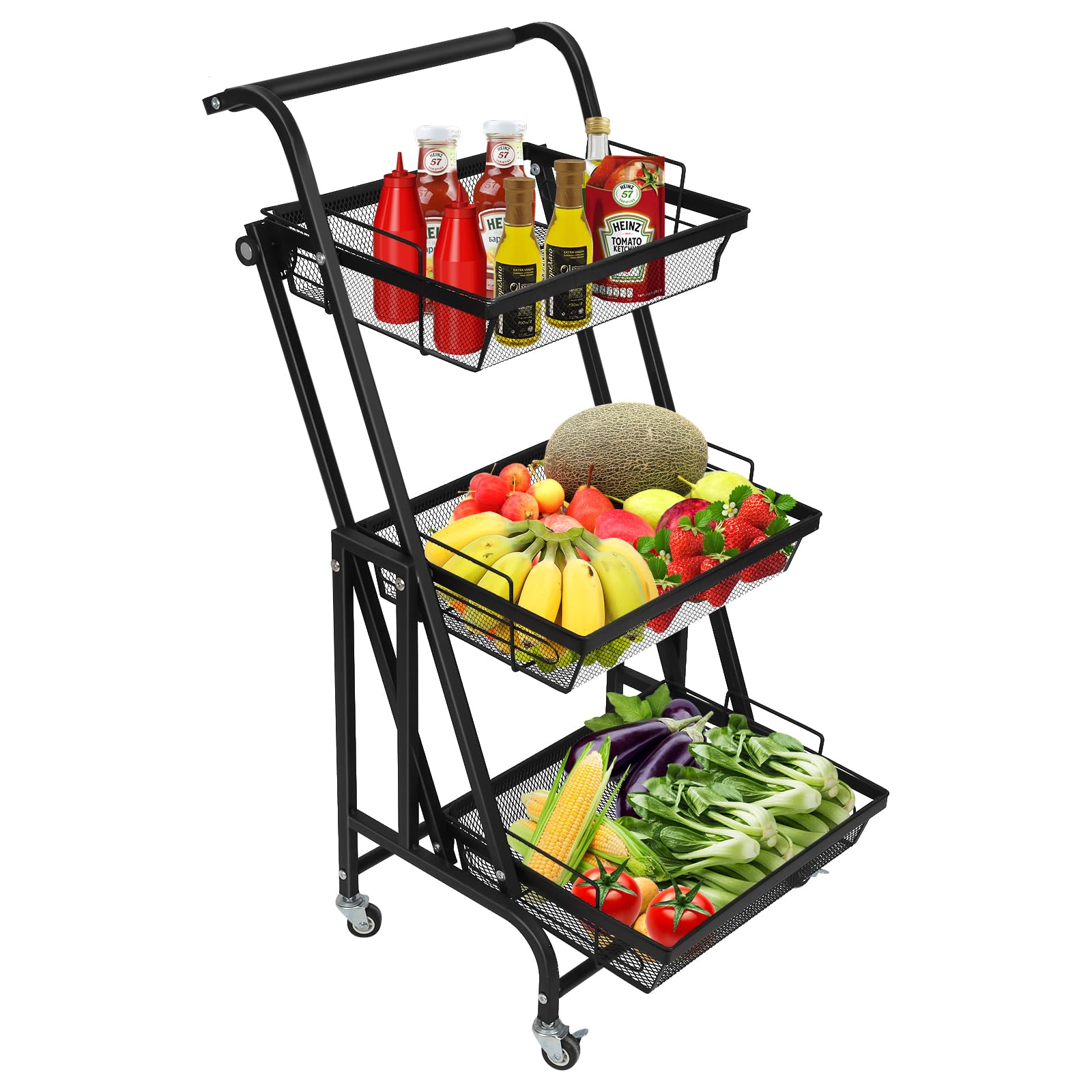 Cesto Frutta Verdura 6 Livelli Carrello Frutta Verdura 6 Livelli Impilabile - Cesti Metallo Con Ruote Per Cucina E Dispensa Porta Frutta Da Tavolo - Foto 13