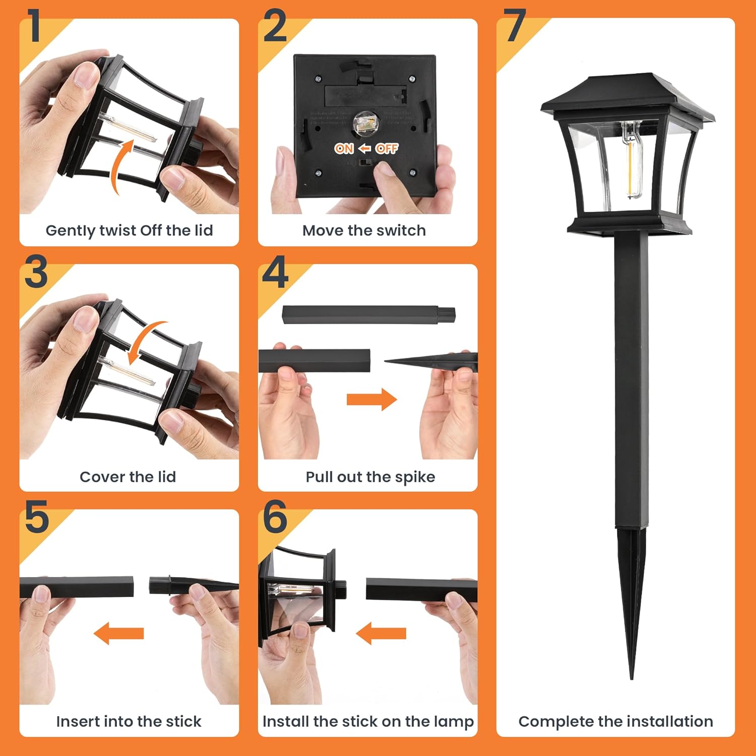 GIGALUMI Solar Pathway Lights 12 Pack Solar Lights, Waterproof Outdoor Path Light for Garden Yard Patio Lawn Porch Walkway Backyard Sidewalk (Warm White)