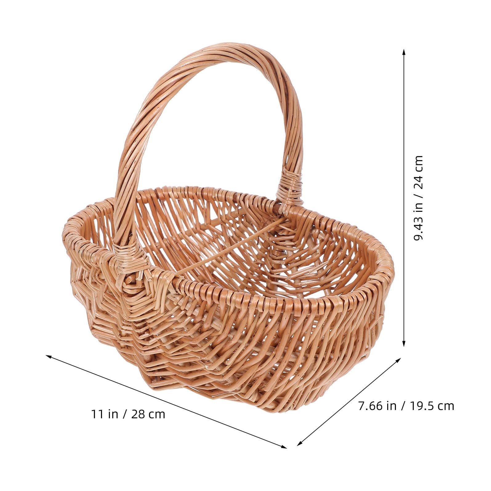 jojofuny Cesta De Mimbre Tejida para Picnic y Exteriores Pequeña Ovalada 27 Cm Cesta Portátil De Mano para Frutas, Verduras y Huevos para Camping y Compras