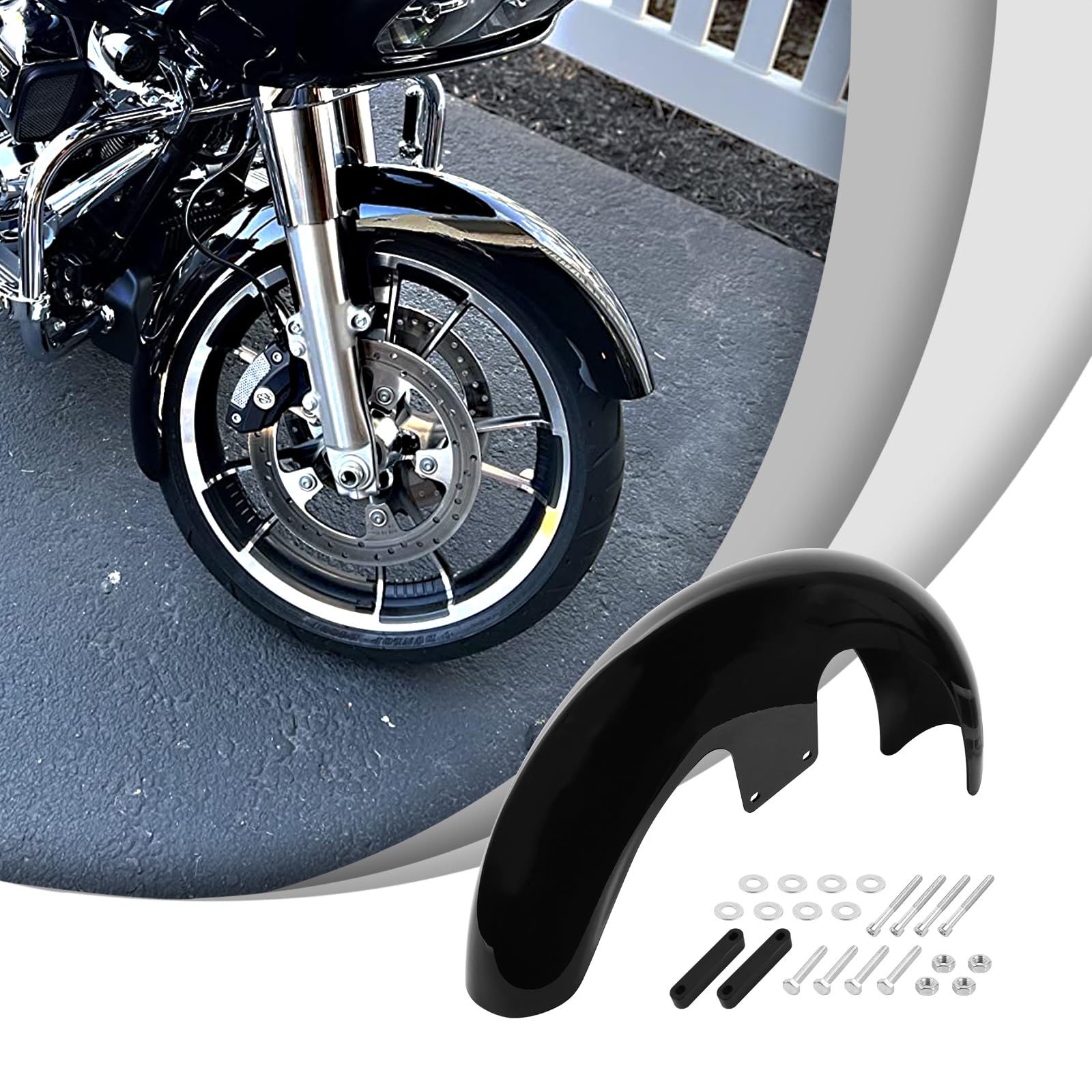 koodbuer Premium 21-inch Mudguard Front Fender - Durable Gloss Black Bagger Part for Harley Touring 1997-2013 Models - Road King, Road Glide, Electra Glide, Street Glide - Sleek Motorcycle Upgrade