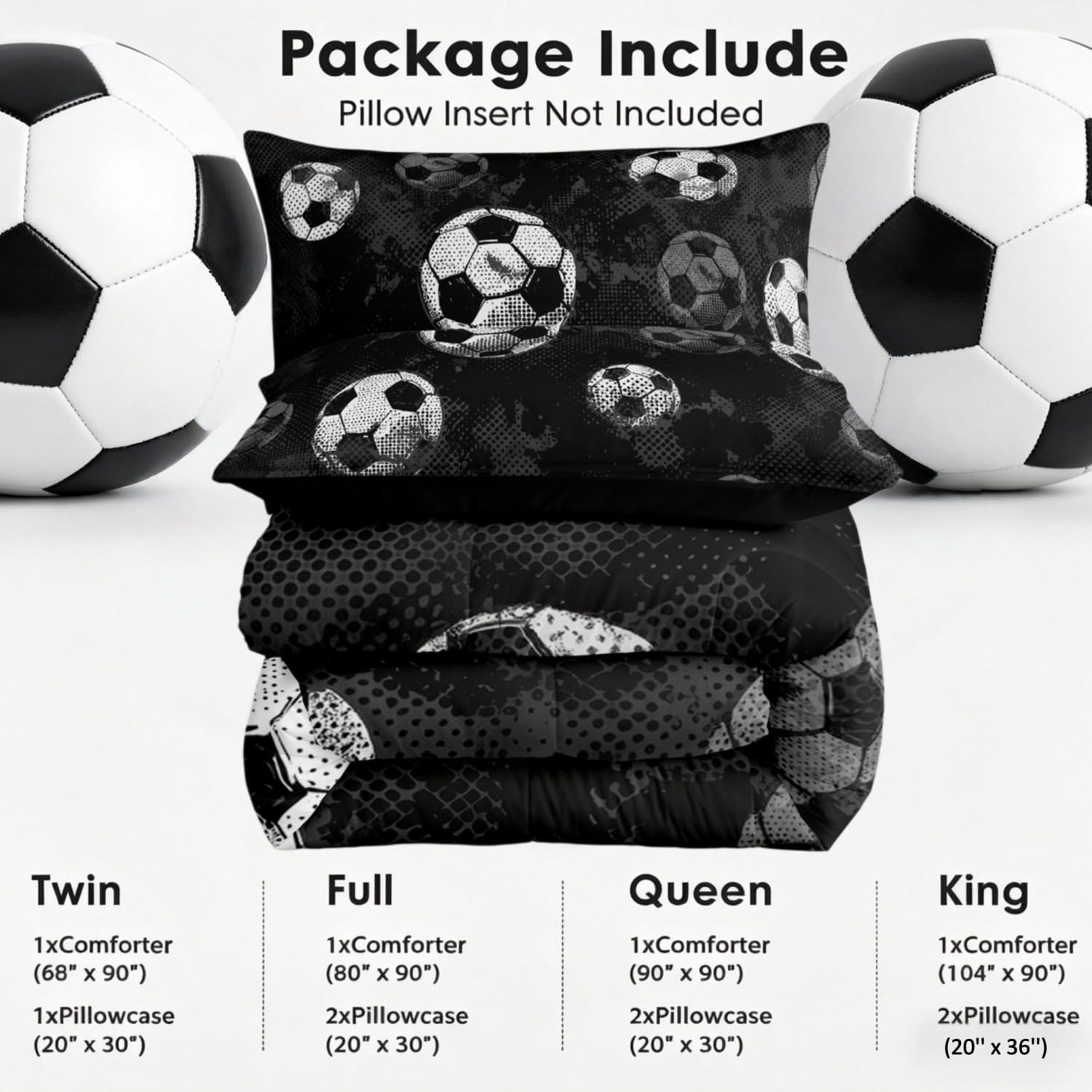Erosebridal Soccer Bedding Queen Football Comforter Sets for Boys Sports Duvet Ball Game Themed Room Decor Girls Teens Gray Black Microfiber All-Season Down Comforter Luxury 3 Piece with 2 Pillow Sham