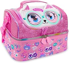 Insulated Lunch Bag for Kids, Lunch Bag for Girls Boys, Men, Women, Toddler Teen, School Travel Bag with Water Bottle & Lunch Box Holder Adjustable Strap (Cat Pink)