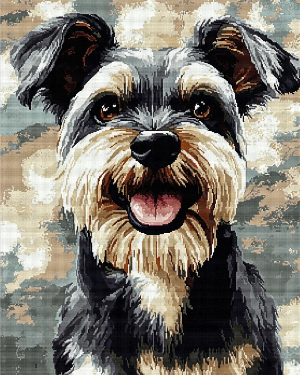AxiangziK DIY Embroidery Kit Schnauzer Portrait 11CT 60x80cm