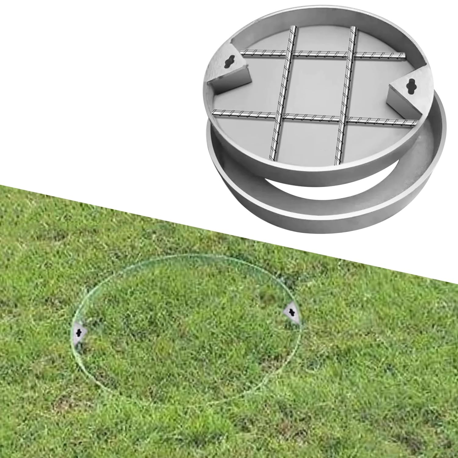GJMSSMY Stainless Steel Manhole Cover & Frame Sunken Round Design for Sewage Systems Invisible Embedded Lid for Garden Pavers & Grass -Weatherproof Stylish