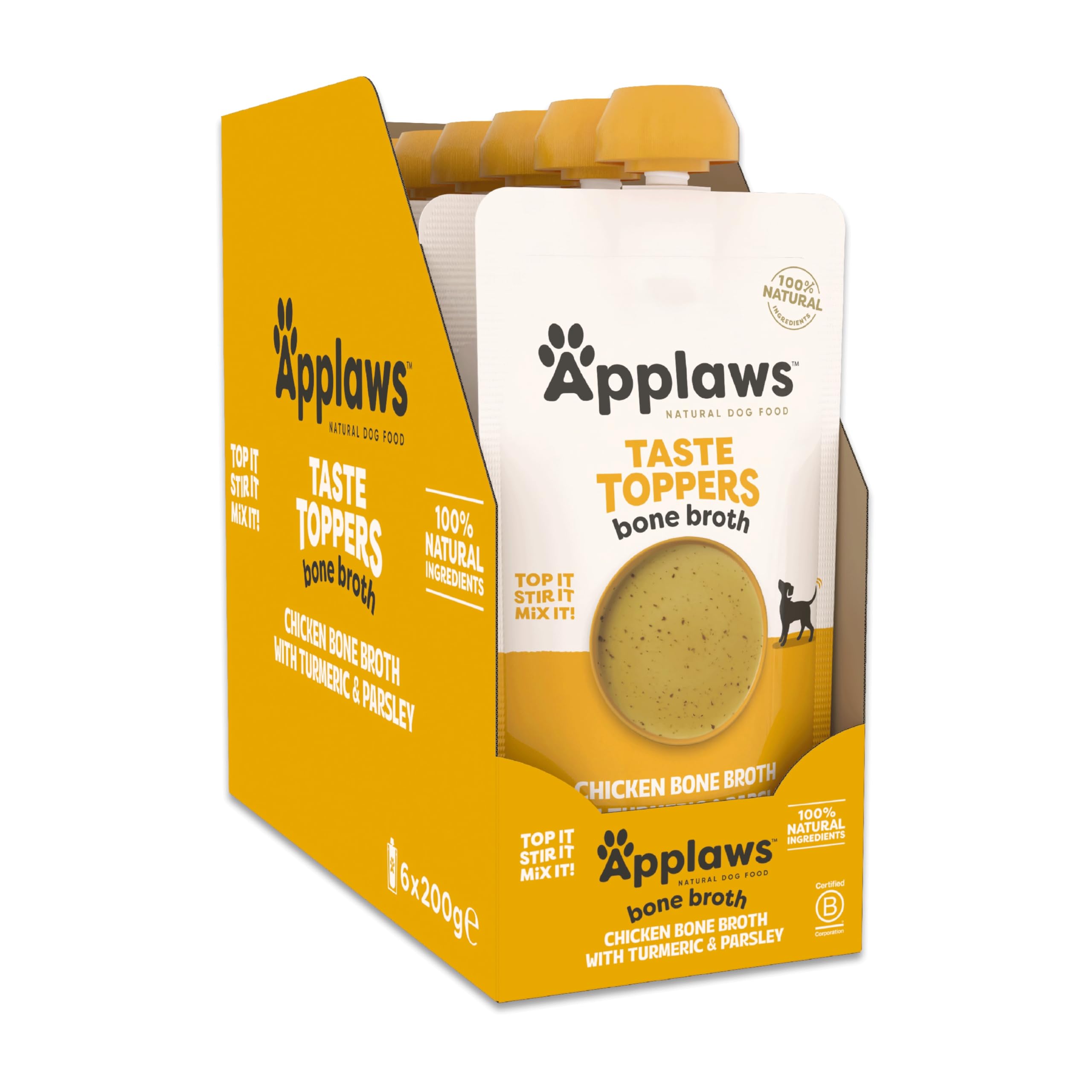 Applaws Taste Toppers 100% naturalna karma dla psów, bulion z kurczaka do suchej karmy dla psów, 6 x worek 200 g