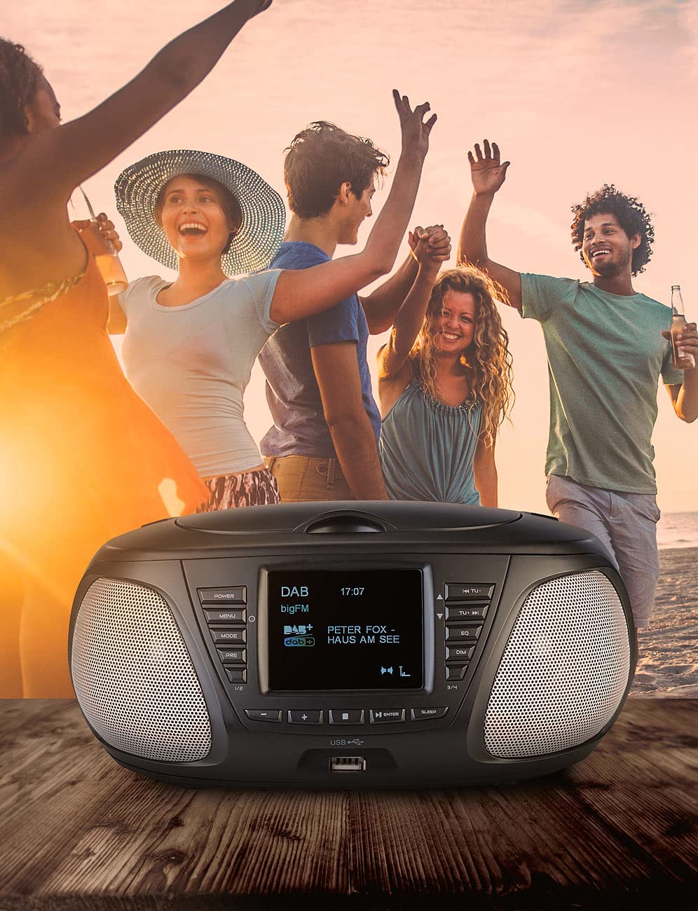 VR-Radio CD Player: Mobile Stereo-Boombox mit DAB+/FM, Bluetooth, CD, AUX, 10 Watt (Radio, tragbarer Player, Lautsprecher)
