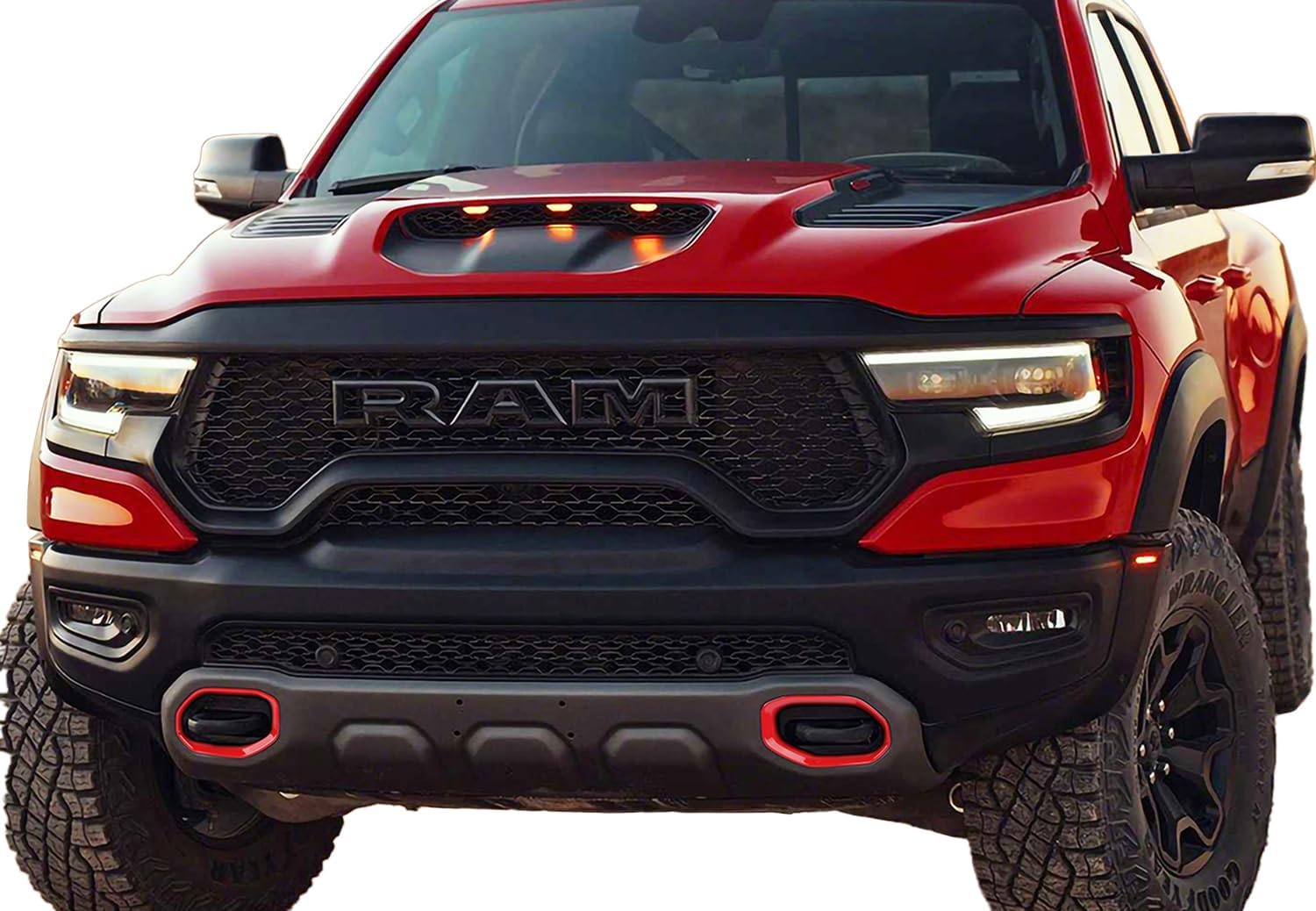 Front Bumper Trailer Cover Tow Hook Decoration Frame Bezel Trim for Dodge Ram 1500 TRX 2018-2025 Exterior Accessories (Red)
