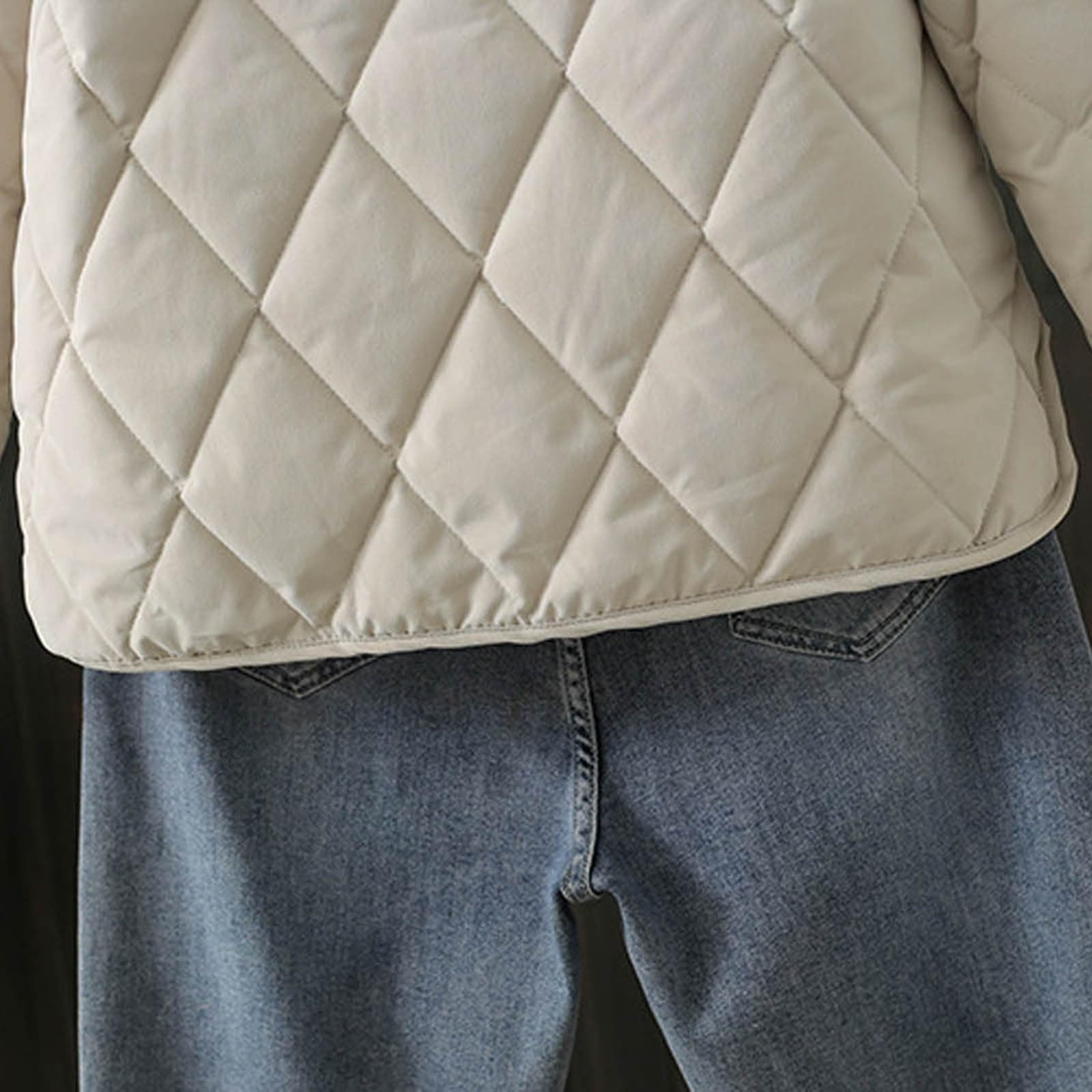 Chaqueta Mujer Abrigo Entretiempo Invierno Cazadora Plumiferos，Chaqueta acolchada corta ligera sin cuello forma mujer algodón moderna abrigo casual diario elegante cálida transpirable fácil combinar