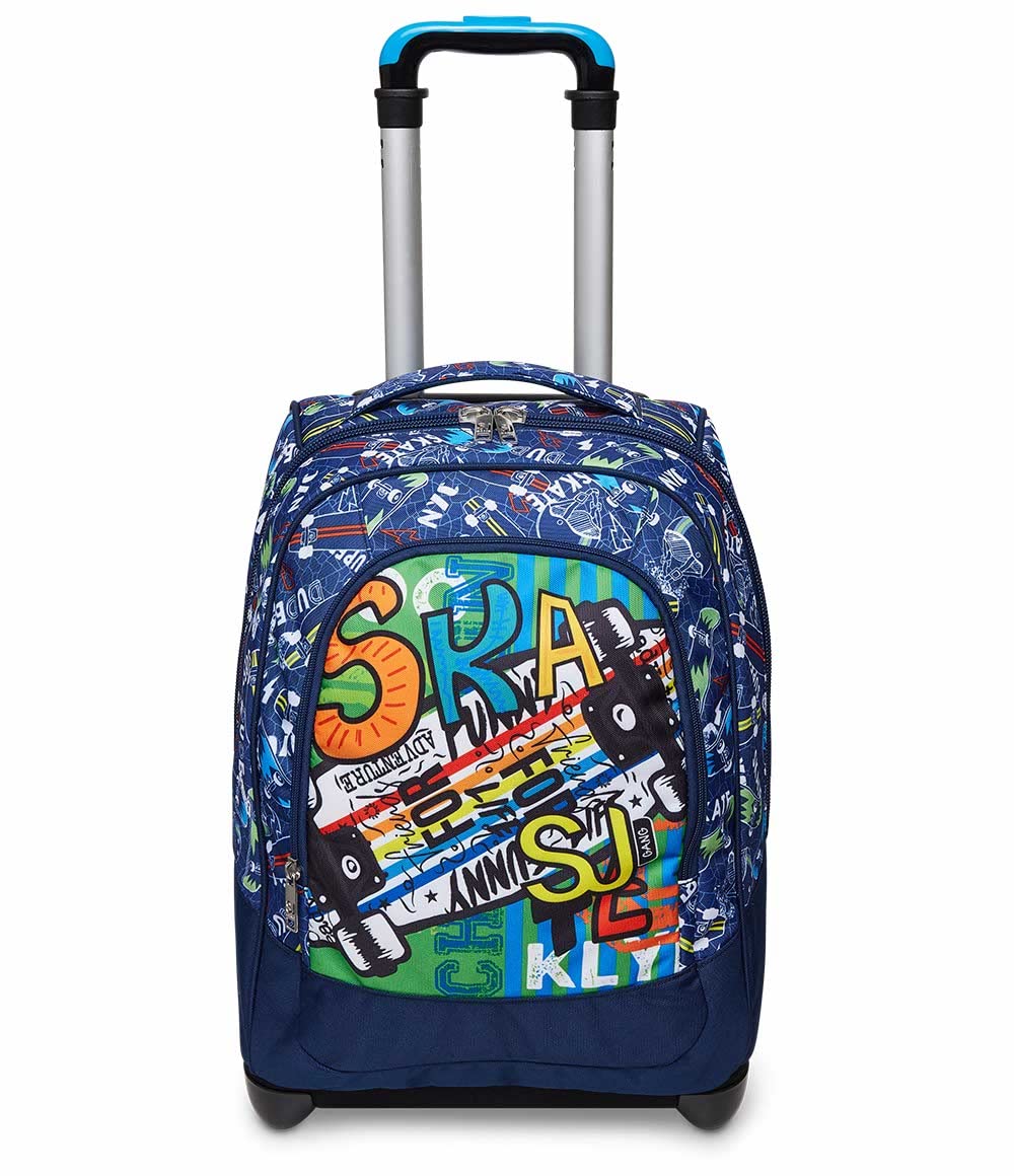 SJ GANG STYLE JAM GANG Big Trolley, Blu, 2 in 1, Doppio Uso, Con Spallacci Uso Zaino, con Crossover System, Zaino Scuola, Per bambini e ragazzi, Scuola, Tempo libero e viaggi