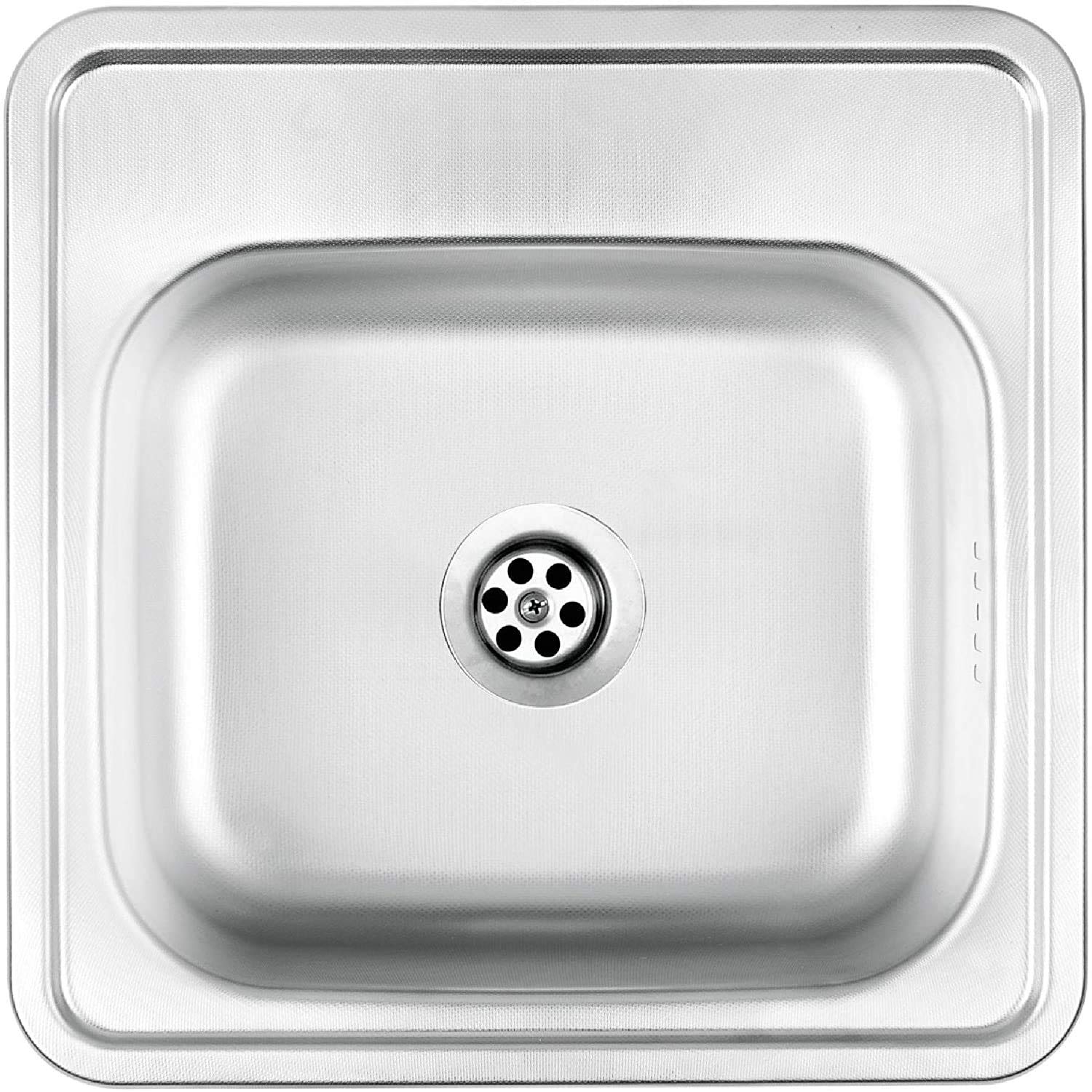 Techno - Fregadero de acero inoxidable satinado, con sifón y desagüe