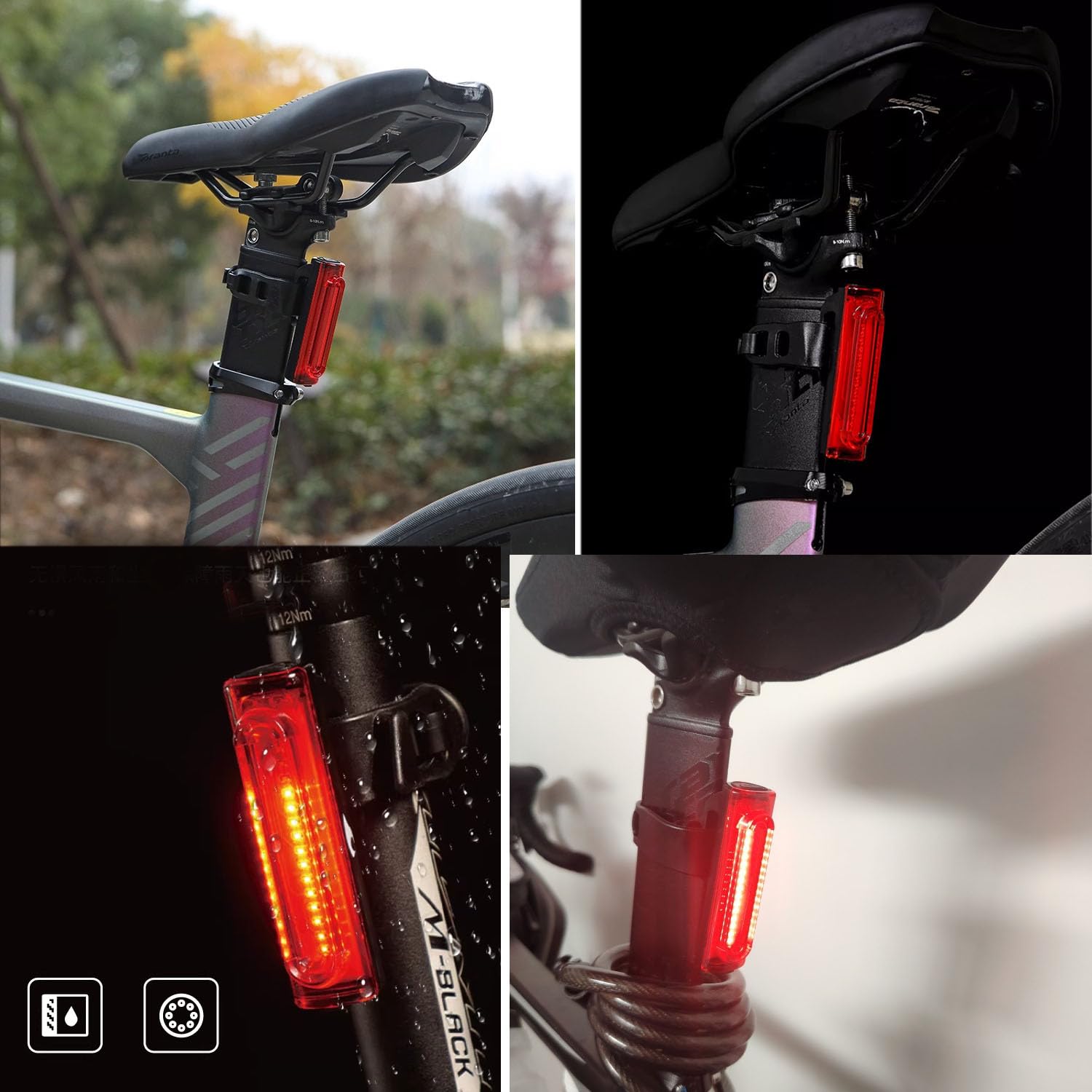Lampe LED Vélo Arrière Rechargeable USB 120lm IPX6 5 Modes