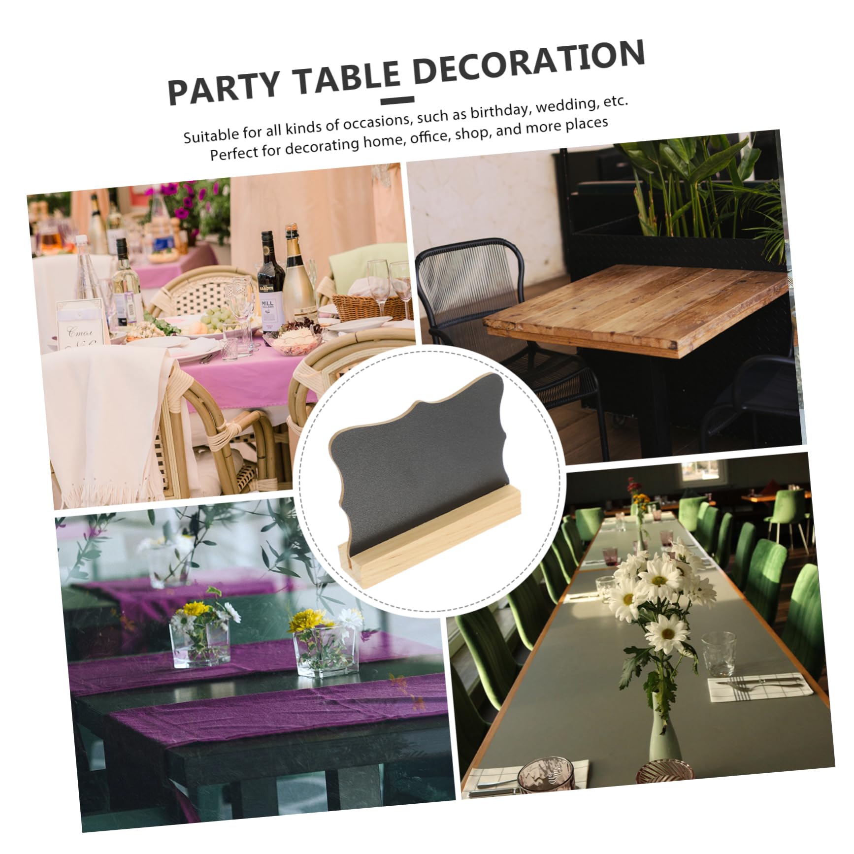 Uonlytech 5 Ensembles Ornements À Tableau Noir Double Face Petits Panneaux Ardoises Faire La Fête Dessin Étiqueter Mini Panneaux De Craie Marque-places En Bois 5 Pièces * 5