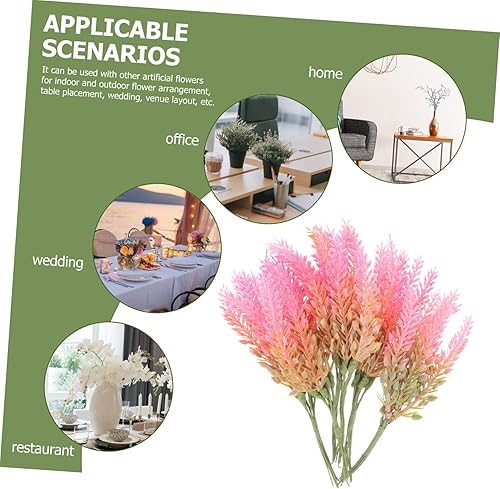 Miniatura 2 de Happyyami 6 piezas de césped de plástico simulado, tallos de vegetación sintética para boda, arreglo floral sintético para jarrón, arbustos