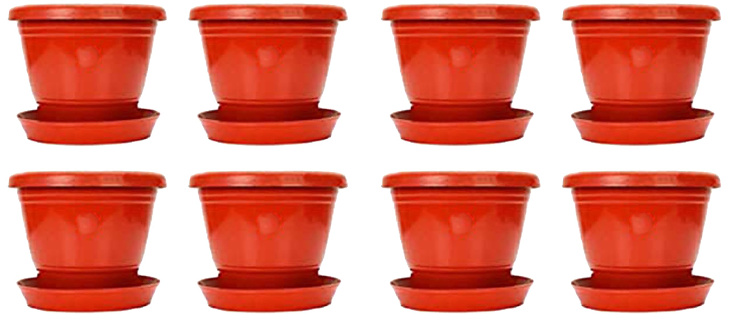 Kraft Seeds by 10CLUB Planters with Bottom Plates - 4 Pcs (8 Inch, Red) | Garden Pots with Drain Holes | Gamla | Outdoor Balcony Pots | Drip Tray Pots | Plastic Pots with Drainage Holes (Pack of 2) (B0CL45ZB99) Amazon Price History, Amazon Price Tracker