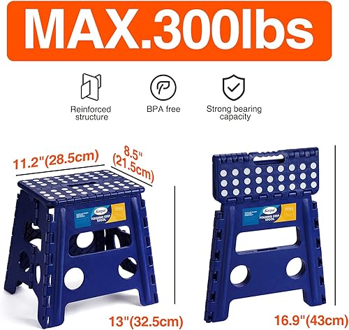 Miniatura 81 de Korpai Taburete plegable mejorado de 9 pulgadas para adultos y niños con capacidad para hasta 300 libras, taburetes plegables antideslizantes con