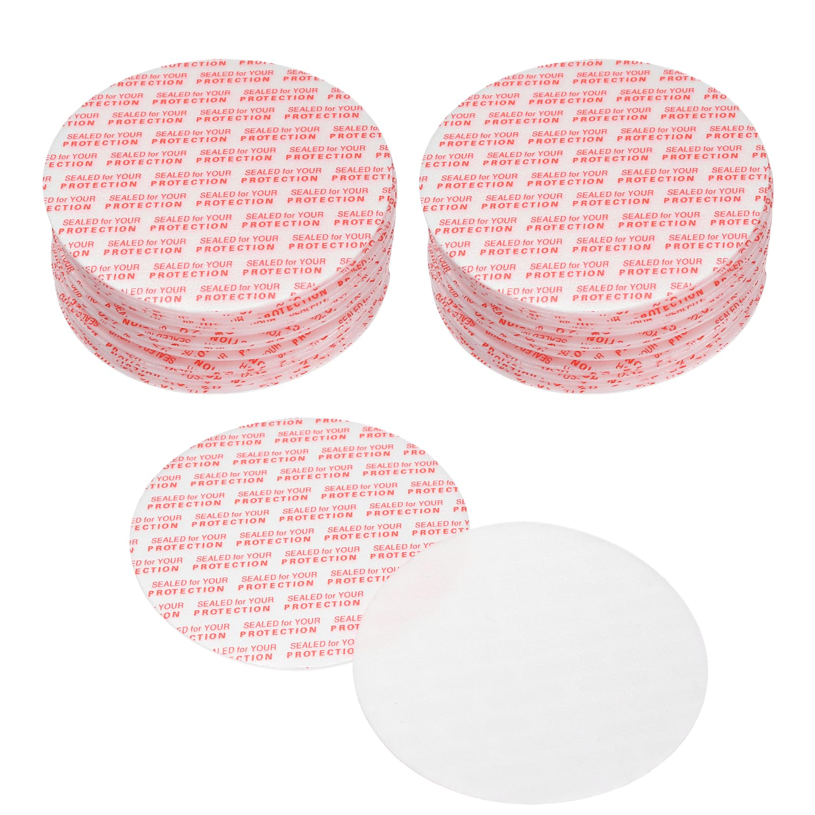 PATIKIL 168 Stück Schaumstoff Dichtringe 66mm/2.6" Druckversiegelung Selbstklebend Wasserdicht Für Glasbehälter Lebensmittelbehälter Roter Text