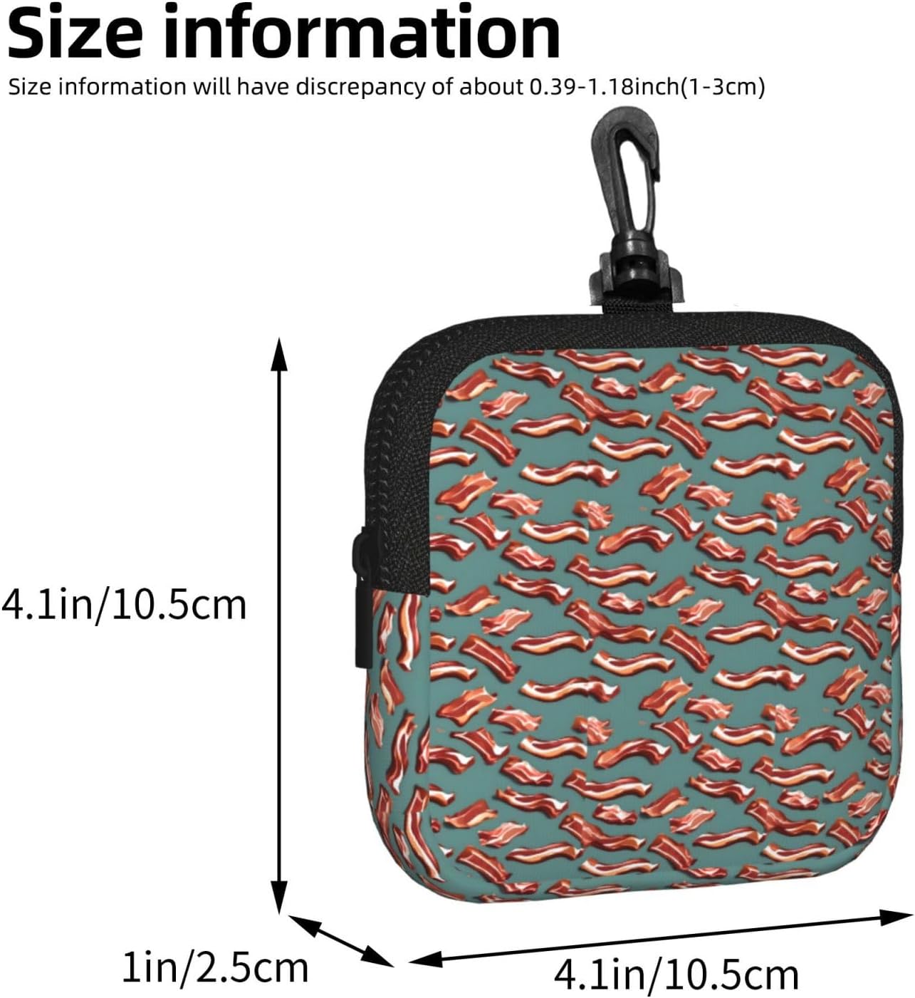 Streaky Bacon Pattern Print Versatile Square Storage Bag Travel Organizer Pouch Toiletry Home Office Gift image 3