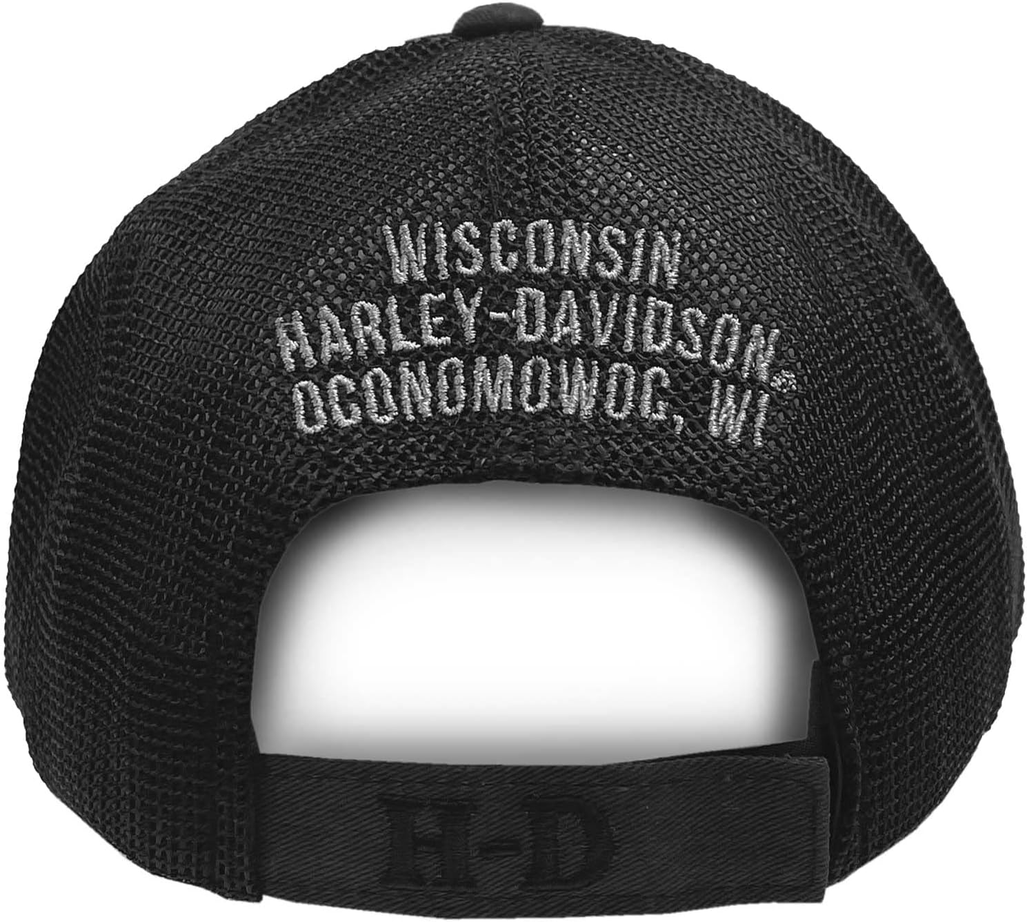 Harley-Davidson Men's Hat Embroidered Skull & H-D Text Mesh Trucker Cap Black - Image 2