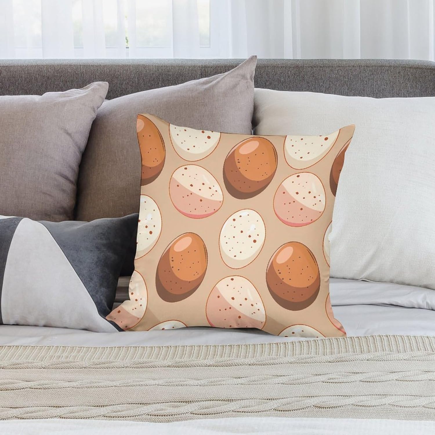 Chicken Eggs Printed Throw Pillow Case 4 Pcs Soft Pillowcases Pillows Covers Sofa Bed Decor 12/14/16/17/18/20/22/24/32 Inches