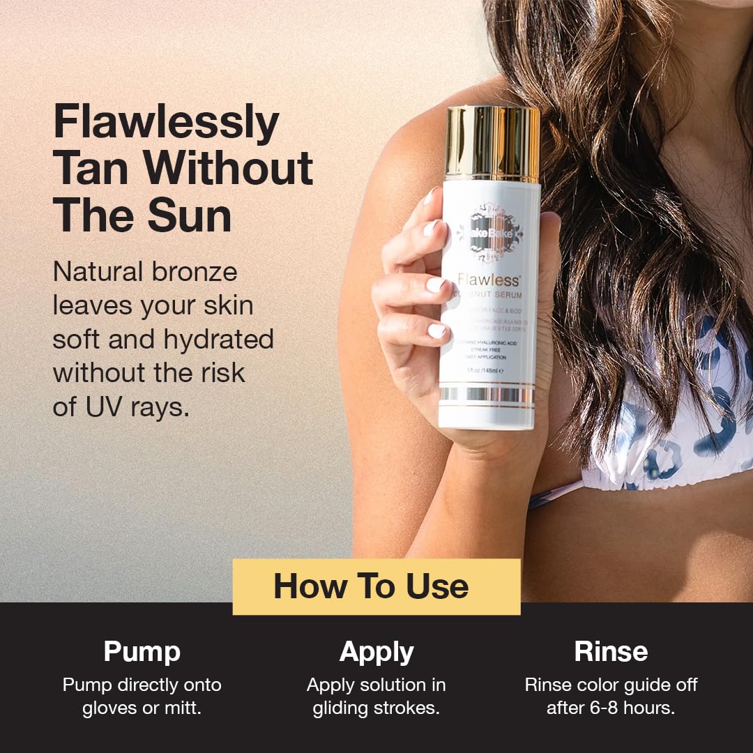 Fake Bake Flawless Coconut Sunless Tanning Serum with Hyaluronic Acid Lightweight Illuminating Face & Body Gradual Self Tanner - Hydrating & Rejuvenating Skin Care for Women & Men - 5 oz - Image 3
