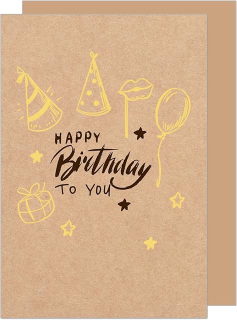Edition Seidel Premium Birthday Card on Kraft Paper with Gold Embossing and Envelope Greeting Card Billet Birthday Happy Birthday Man Woman Sayings Card (G3194 SW022)