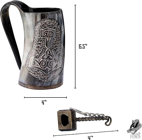 Miniatura 4 de FENRIR Taza Viking Drinking Horn  Abridor de botellas Thor  100% hecho a mano cuerno de buey nórdico estilo medieval Mead Ale cerveza jarra  Cuerno