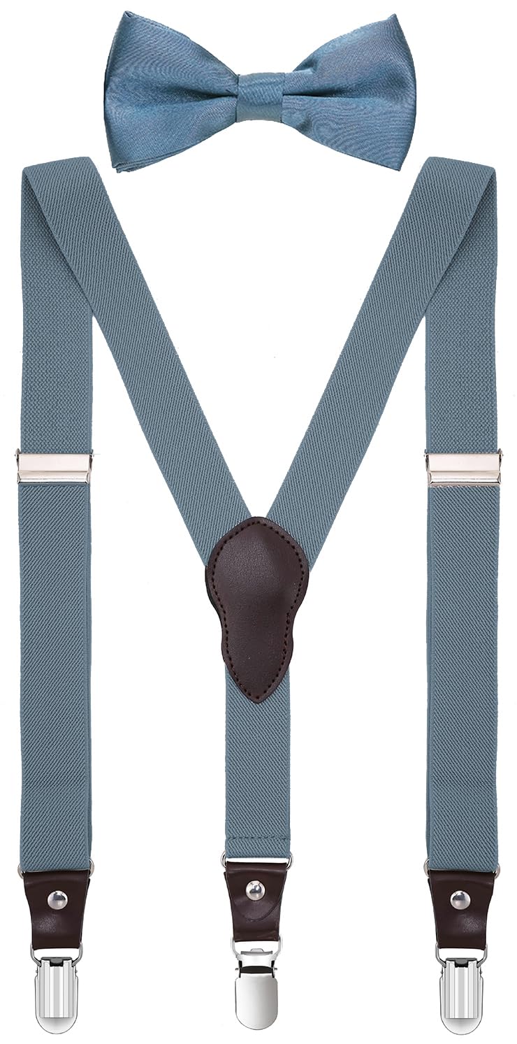 Shark Tooth Boys' Men's Suspenders and Bow Tie Set Y-Back Adjustable