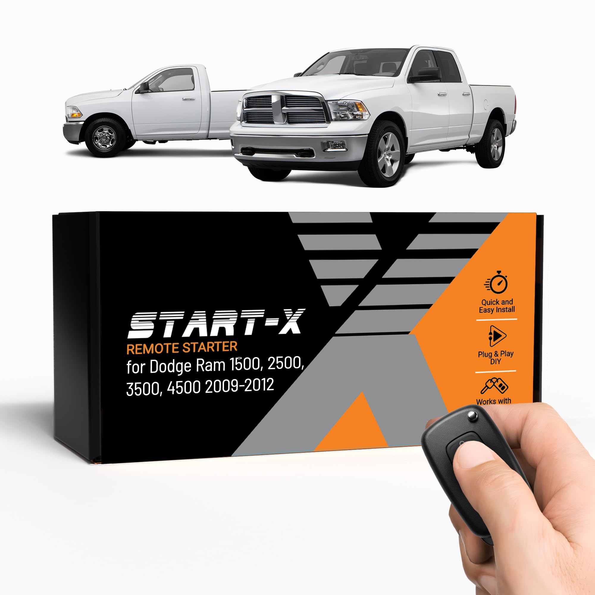 Start-X Remote Starter Kit for Dodge RAM 1500/2500/3500/4500 Gas (2009, 2010, 2011, 2012) Trucks | Key Ignition | Plug & Play Install | Lock 3X to