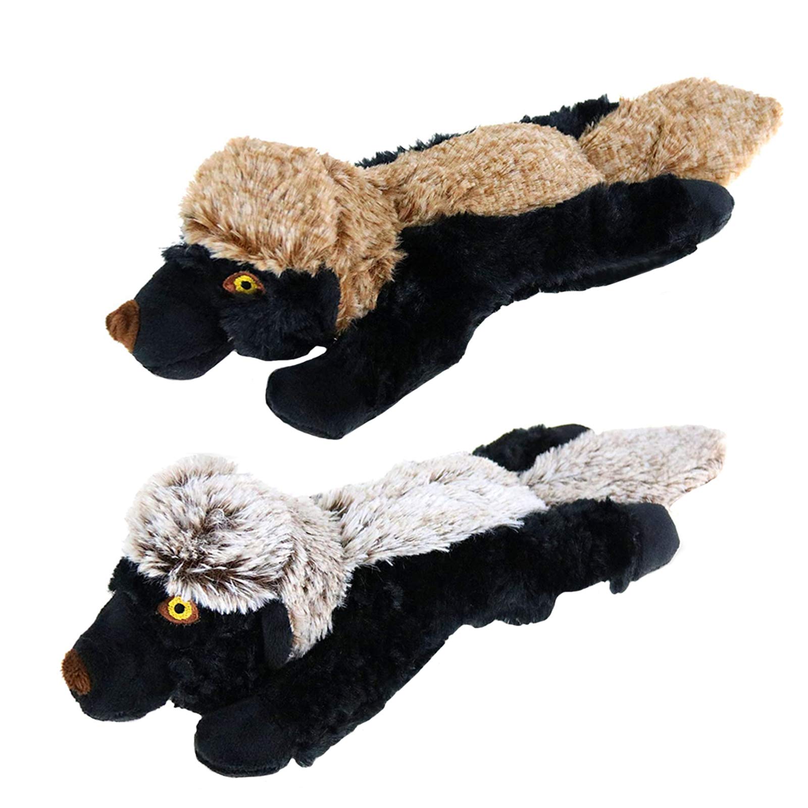 Newthinking 2 Pack Soft Squeak Dog Toys, Stuffed Dog Snuggle Toy for Puppy Small Dogs (Black)