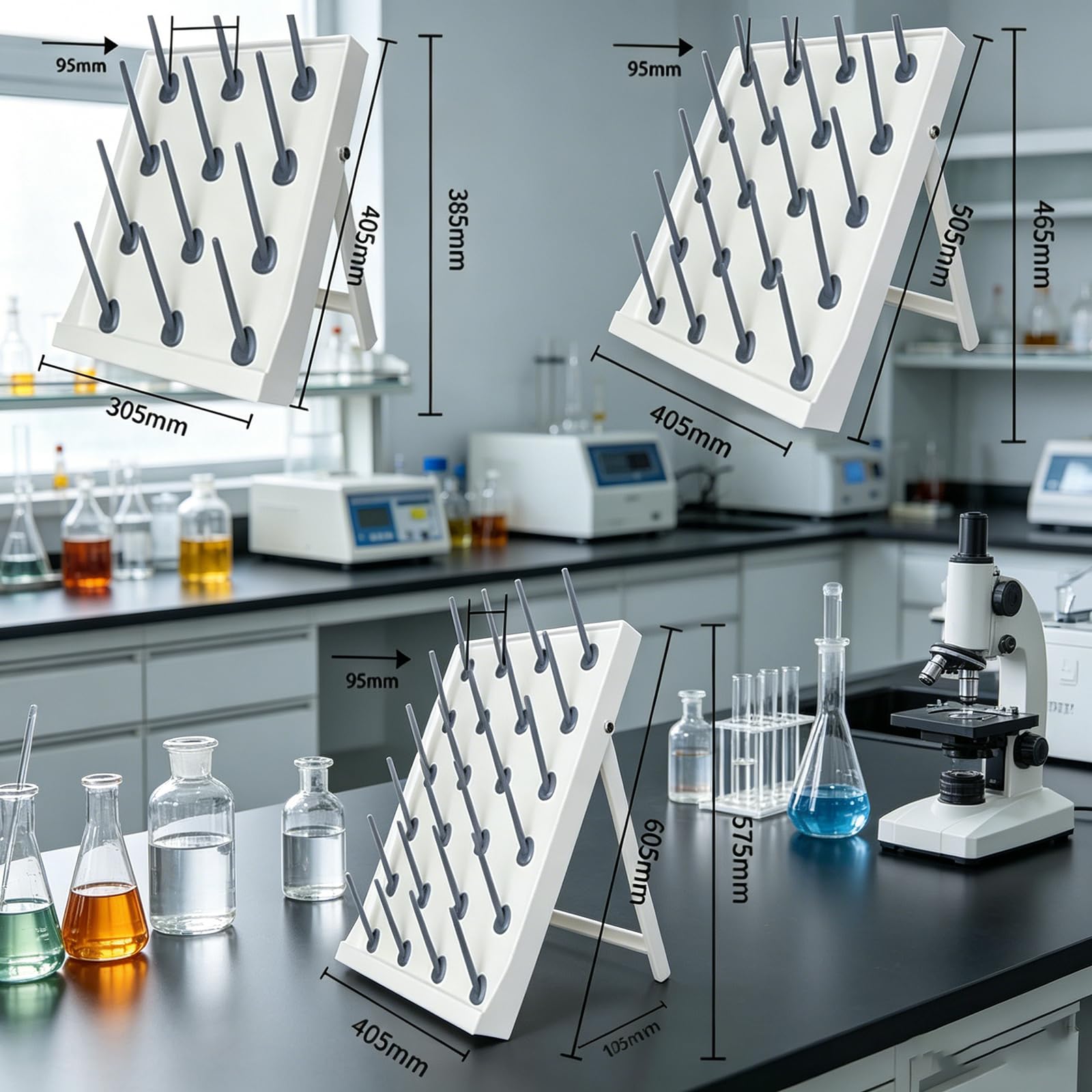 Séchoir Mobile pour matériel de Laboratoire, avec Tige d'égouttage Amovible et portée adaptée aux instituts de Recherche.