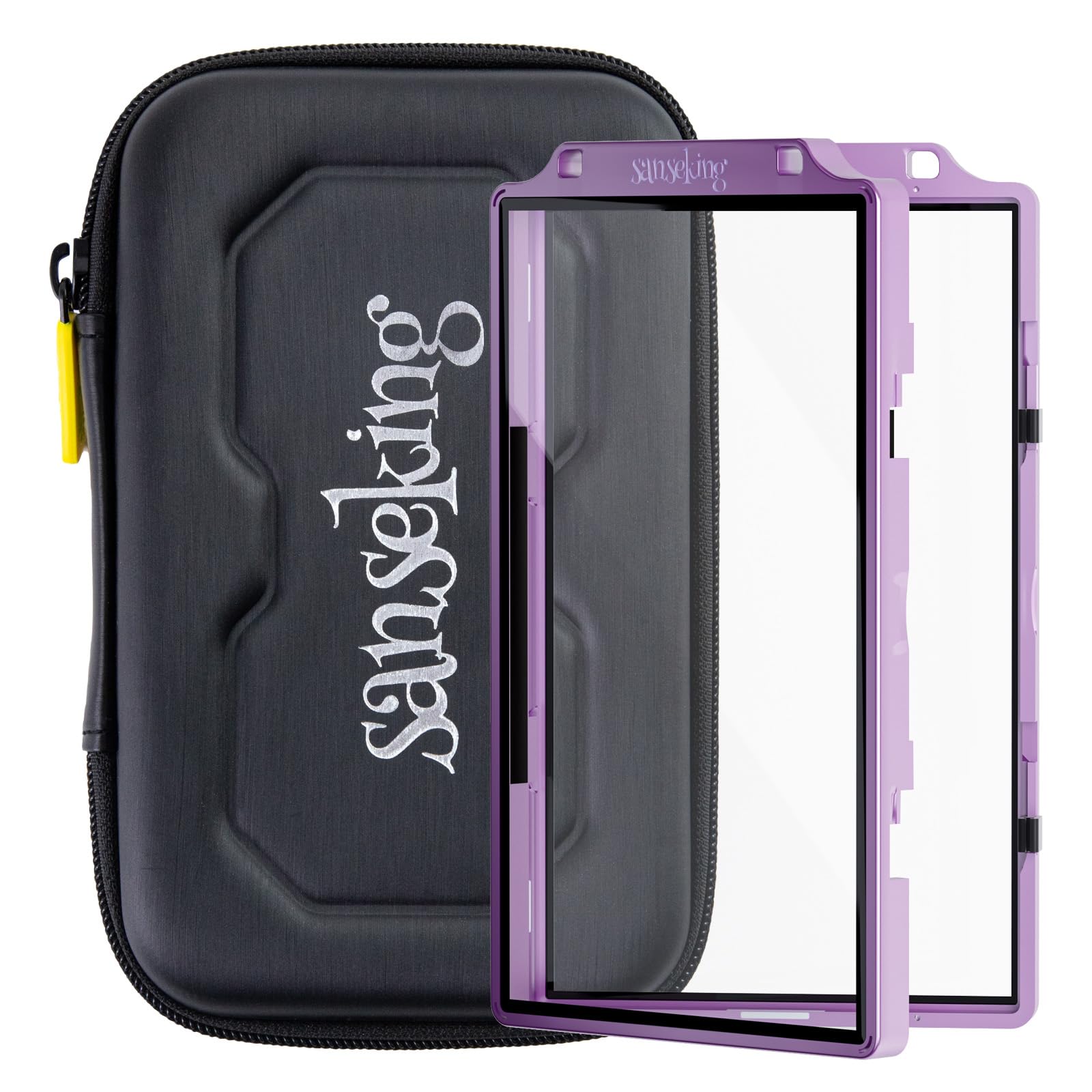 Sanseking Graded Card Guard Case for PSA Slab Case for Graded Cards Metal Magnetic UV Protection Stackable Graded Card Slab Guard Glass Display Bumper Fit CGC, CSG and AGS Slabs Mags(Purple,130PT)