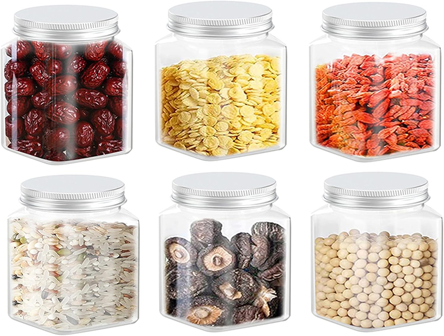 Axe Sickle 12 Ounce Clear Plastic Jars Storage Containers With Lids For Kitchen & Household Storage Airtight Container 6 PCS