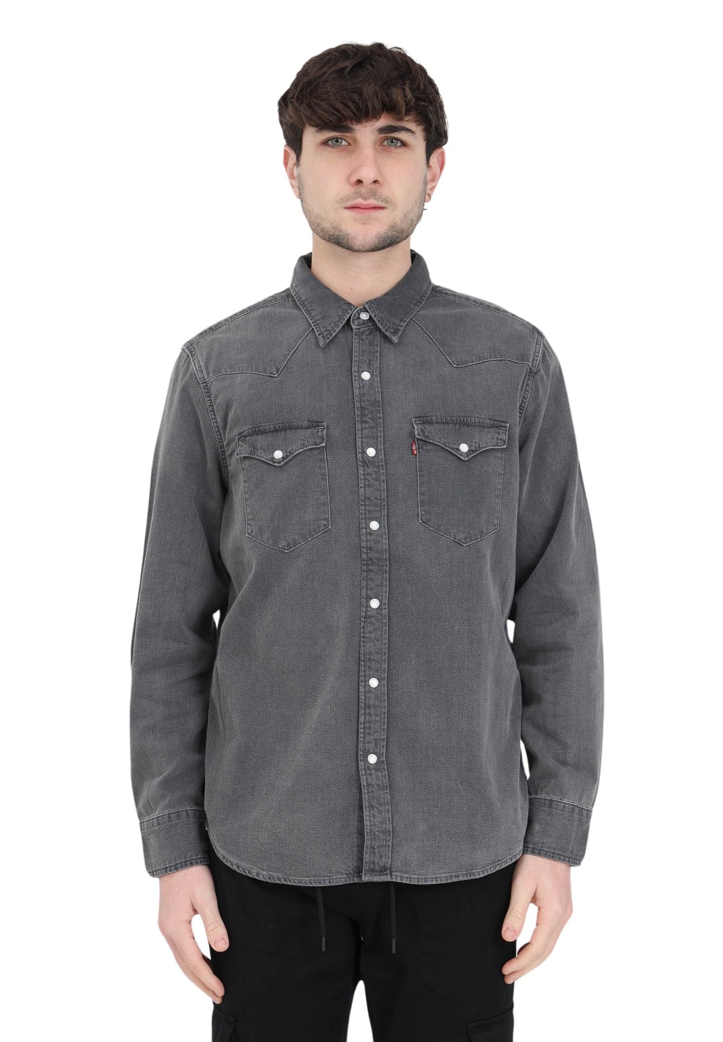 Levi's Camisa de Hombre Gris con Bolsillos