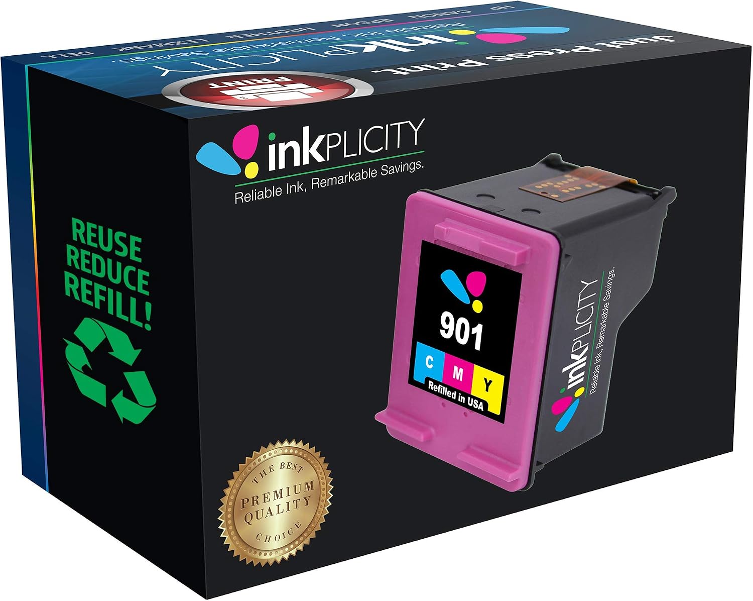 Amazon.com: Inkplicity - Cartucho de tinta recargable para HP 901 (color  cruzado) : Productos de Oficina