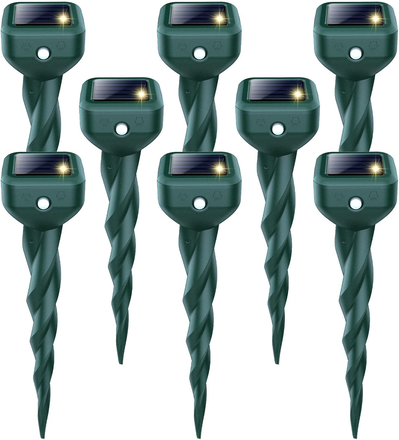 Mole Repellent Solar Powered, 8 Pack Snake & Skunk Repellent for Yard, IP 65 Waterproof Ultrasonic Deterrent Stakes, Get Rid for Rabbit, Gopher, Vole, Chipmunk, Deer, Groundhog for Lawns Garden