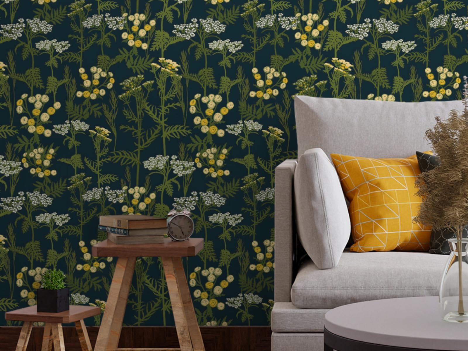 funlife autocollant mural Sticker Lotus à Dos Blanc Rétro Fleur Imperméable Peler et coller Salon Mobilier Chambre à Coucher 40x250cm