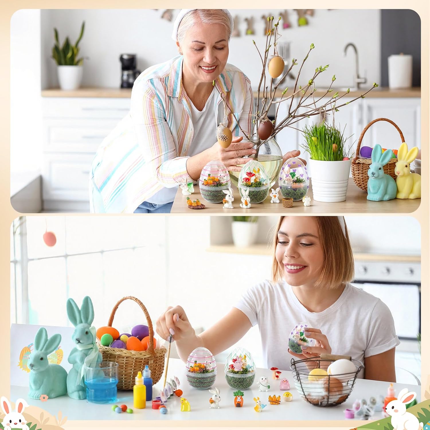 Pinkunn 10 Sets DIY Easter Snow Globe, Easter Crafts, Egg Globes Making Kit, Make Your Own Bunny and Egg Decorations for Party Favors Home Decor Classroom Activities