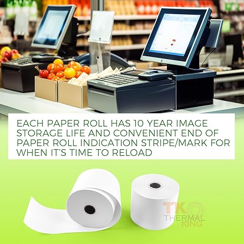 Miniatura 88 de (10 rollos) Papel térmico de 2 1/4 pulgadas x 165 pies, papel de recibo para caja registradora de negocios minoristas, se adapta a la mayoría