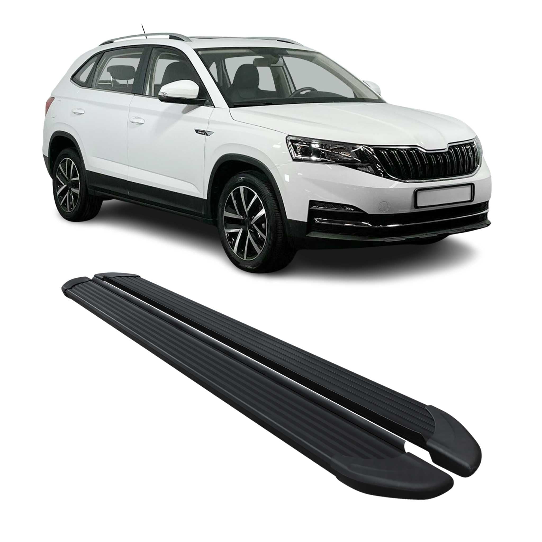 OMAC Pedane Laterali Sottoporta compatibile con Skoda Kamiq 2019-2026 Alluminio Nero 2 Pz