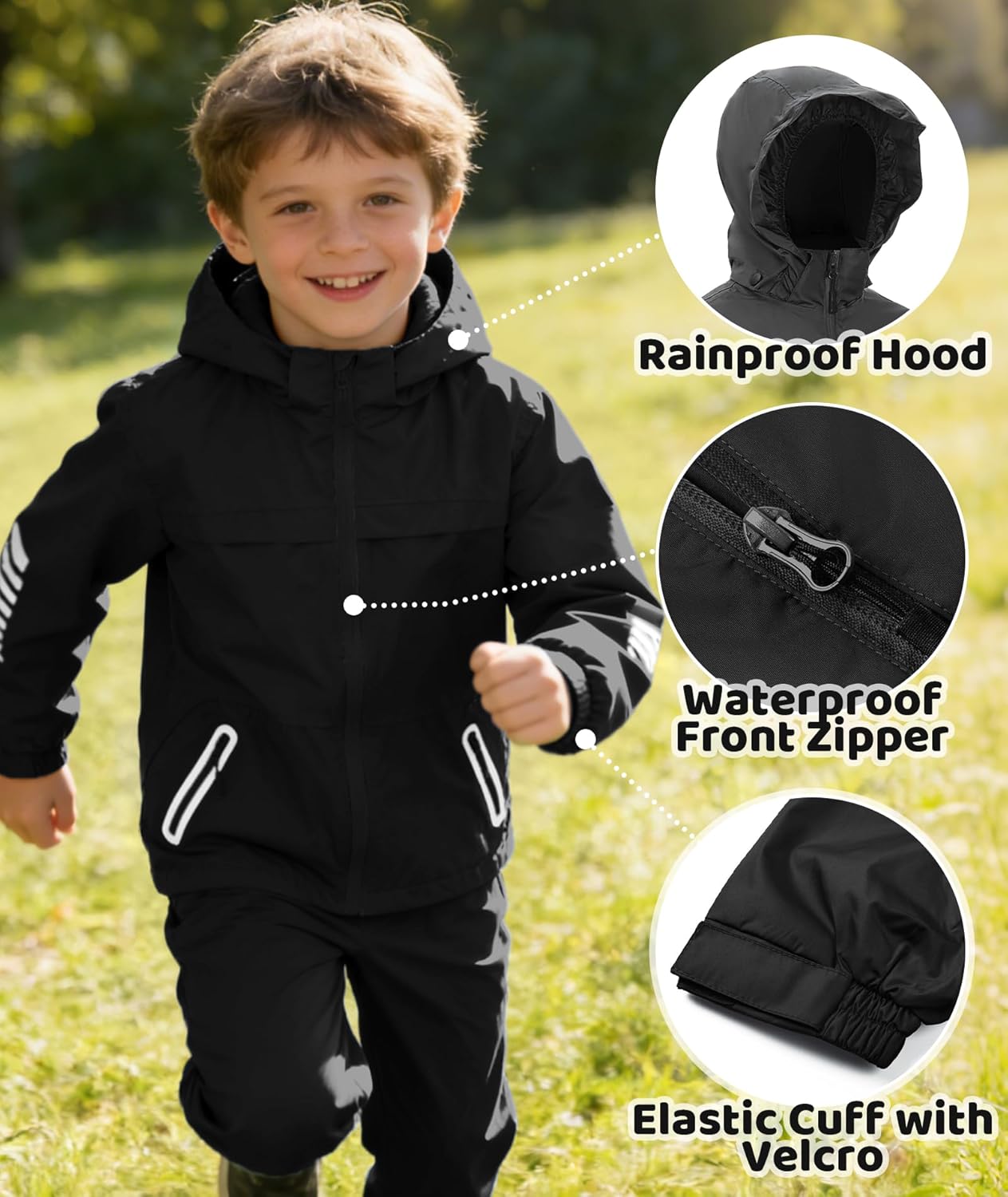 SWISSWELL Kids Rain Suit Boys Girls Waterproof Rain Jacket and Pants for Golf Fishing