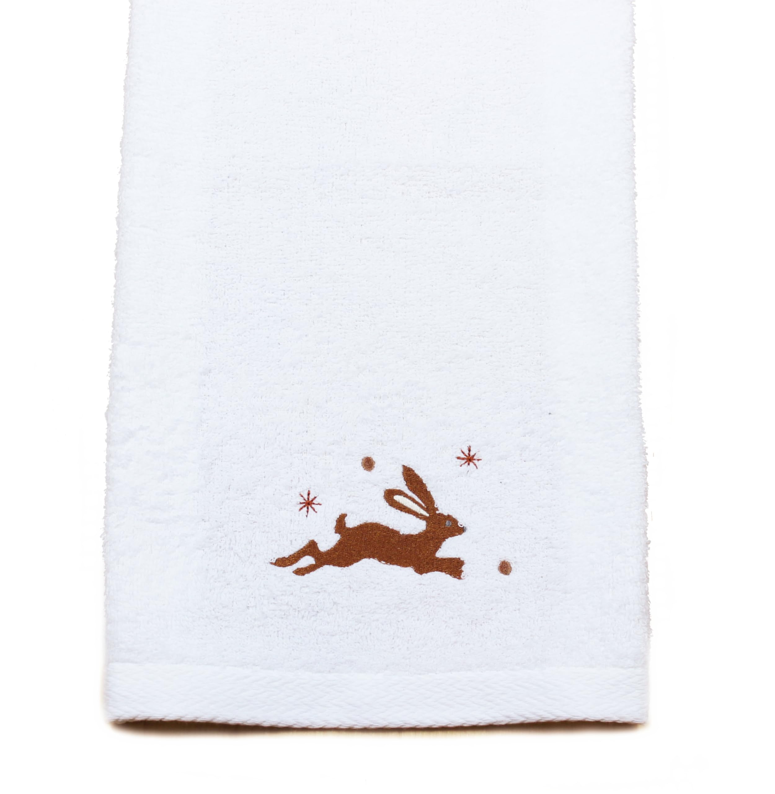 Peggy Wilkins Festive Hare Embroidered Christmas Hand Towel - 50cm x 70cm