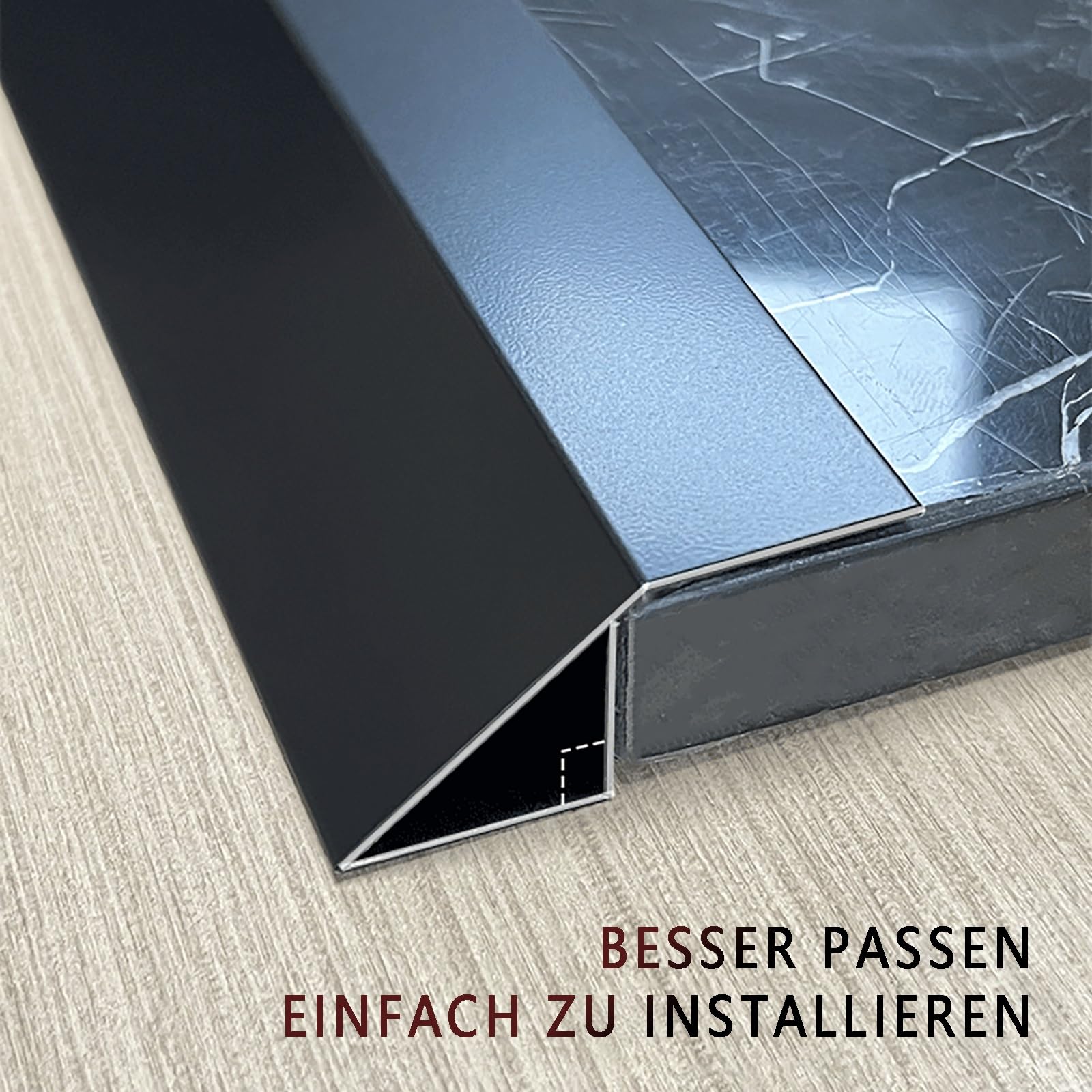 Perfil De Transición De Altura 1-5cm, Tira Final De Aluminio Anodizado para Suelos Cerámicos Y Vinílicos, 100cm, 2 Tiras para Cubrir Desniveles De Piso(Schwarz,Breite: 20 mm)