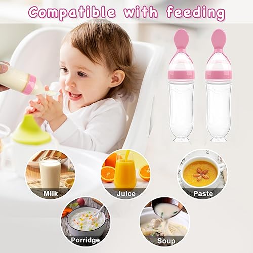 Miniatura 2 de WAJIAYON Comedero de comida para bebé, paquete de 4 cucharas dispensadoras de alimentos de silicona para bebés, cucharas de alimentación para