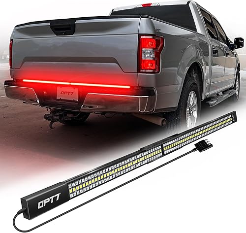 OPT7 48" Barra de luz LED Redline Parlux de triple fila para puerta trasera con señal de giro secuencial roja - Tira de luz de marco de aluminio