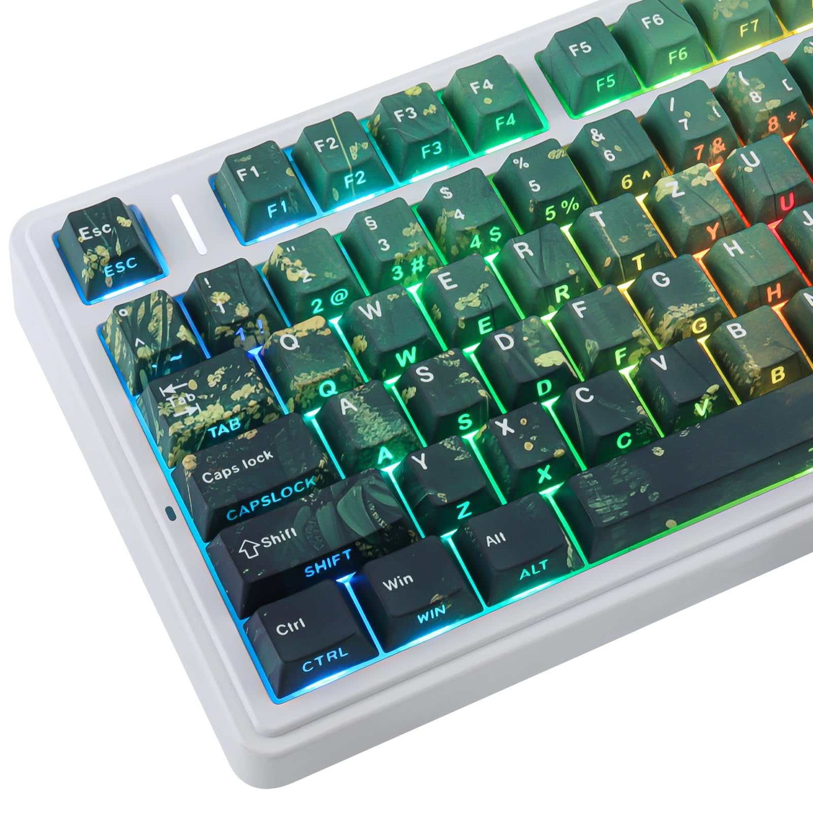 PBT ISO Keycaps, 133 Keys Summer Keycap, Shine Through Dye Sub Custom Keycaps for Cherry MX Switch German QWERTZ Layout Mechanical Keyboards