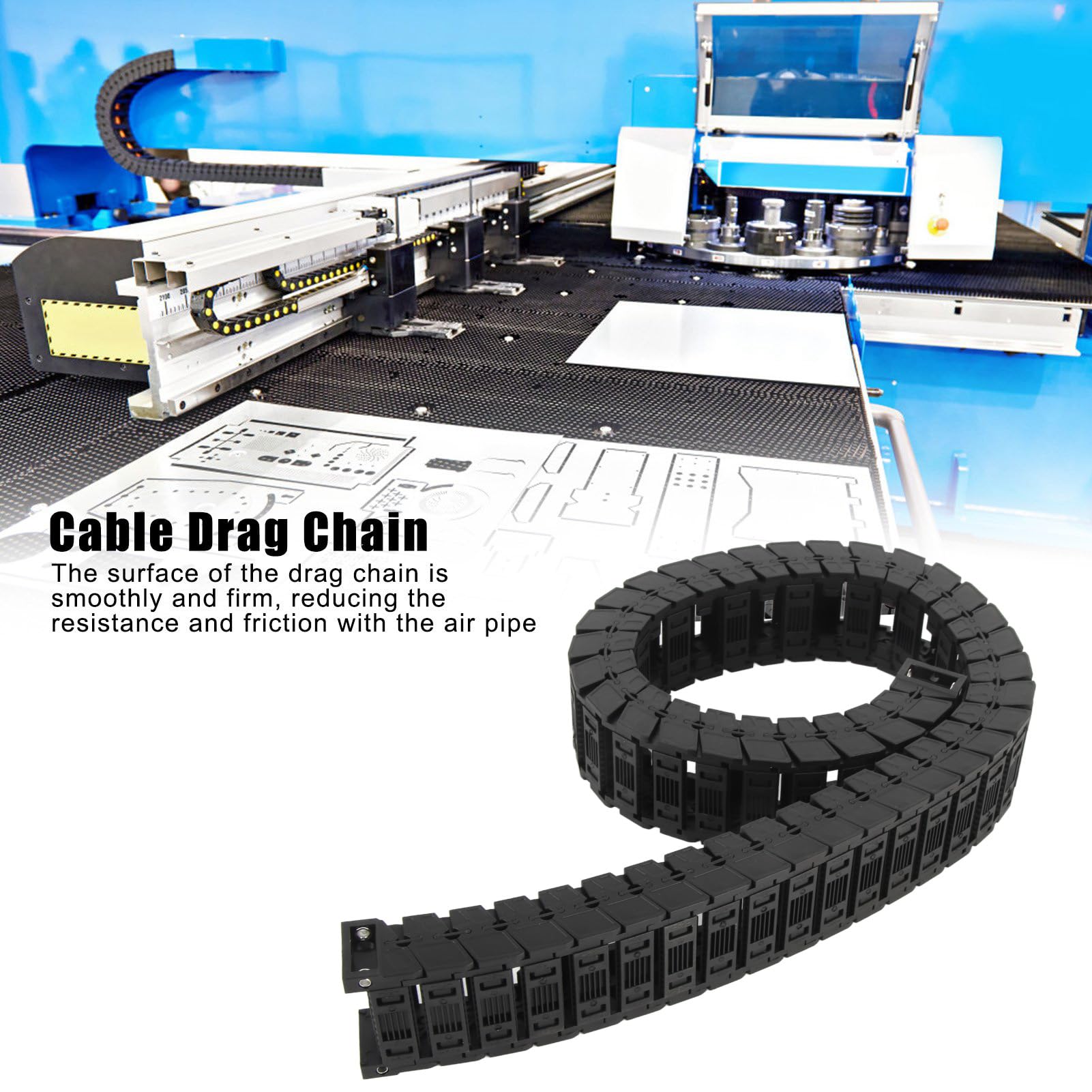 ANKROYU Cable Drag Chain, Nylon Wire Carrier, Low Noise Tank Towline, Removable Flexible Cable Carrier, Cable Guide Chain, Hardware Chains for CNC Machines (S25x50 Length 1m)
